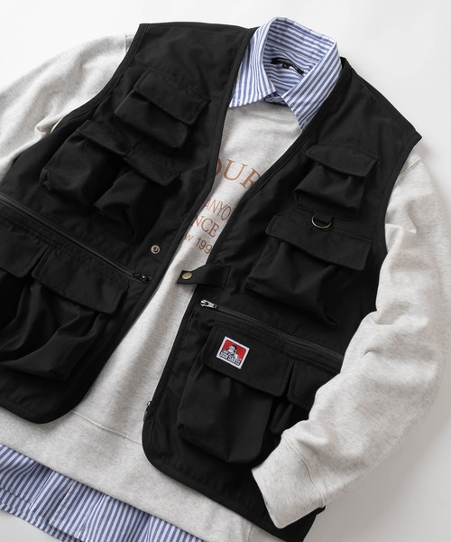 BEN DAVIS（ベンデイビス）の「【BEN DAVIS/ベンデイビス】ブランドロゴ ユーティリティー ベスト/フィッシング ベスト/ ビッグシルエット（ベスト・レディース・ブラック/カーキ/ブラウン・M/L）」の2枚目の写真