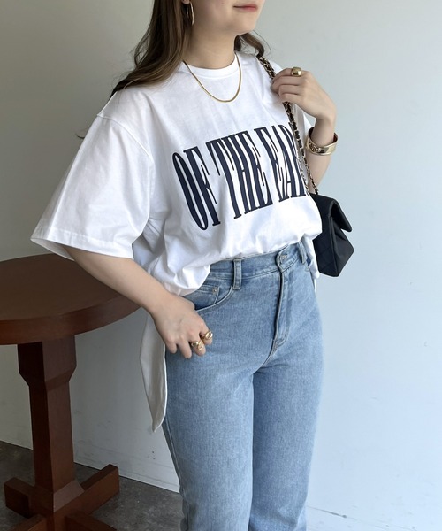 prose verse（プロズヴェール）の「ロゴプリントラウンドヘムTシャツ（Tシャツ/カットソー・レディース・チャコール/オフホワイト・MEDIUM）」の9枚目の写真