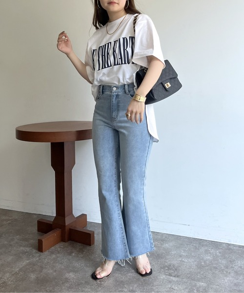 prose verse（プロズヴェール）の「ロゴプリントラウンドヘムTシャツ（Tシャツ/カットソー・レディース・チャコール/オフホワイト・MEDIUM）」の12枚目の写真