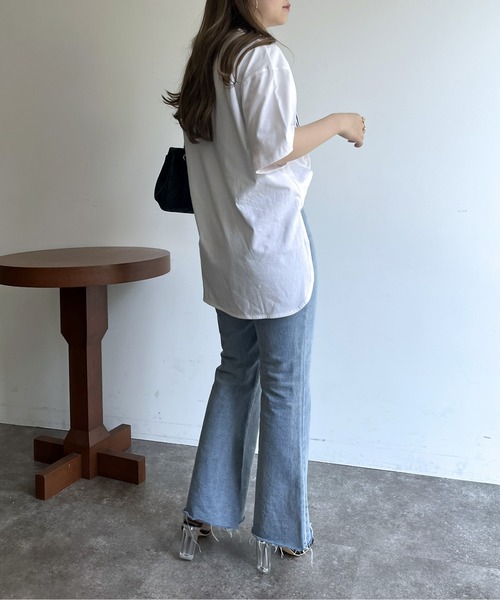 prose verse（プロズヴェール）の「ロゴプリントラウンドヘムTシャツ（Tシャツ/カットソー・レディース・チャコール/オフホワイト・MEDIUM）」の13枚目の写真