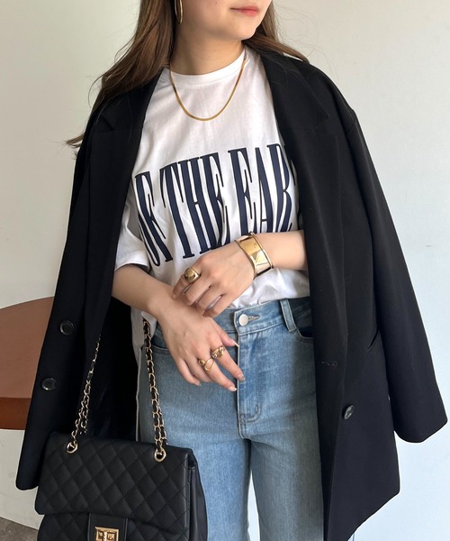 prose verse（プロズヴェール）の「ロゴプリントラウンドヘムTシャツ（Tシャツ/カットソー・レディース・チャコール/オフホワイト・MEDIUM）」の3枚目の写真