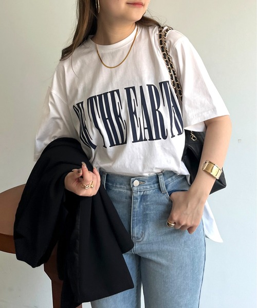 prose verse（プロズヴェール）の「ロゴプリントラウンドヘムTシャツ（Tシャツ/カットソー・レディース・チャコール/オフホワイト・MEDIUM）」の4枚目の写真