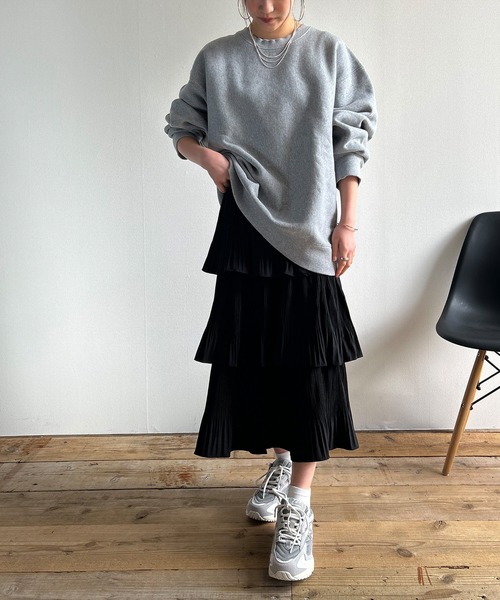 Kotoe(コトエ)の「3段フリルスカート ロング ティアード プリーツ ブラック ホワイト(スカート・レディース・ブラック/ホワイト・FREE)」の6枚目の写真