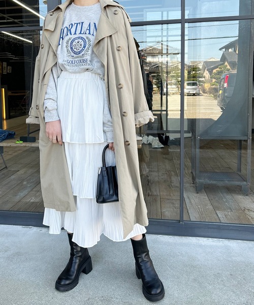 Kotoe(コトエ)の「3段フリルスカート ロング ティアード プリーツ ブラック ホワイト(スカート・レディース・ブラック/ホワイト・FREE)」の17枚目の写真