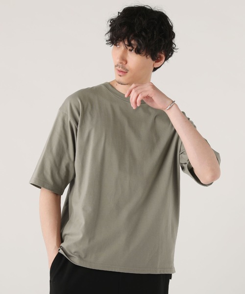 THE CASUAL(カジュアル)の「接触冷感天竺オーバーサイズカットソー(Tシャツ/カットソー・メンズ・ブルーグレー/ブラック/ホワイト/ベージュ系/グリーン/チャコール・L/LL/M)」の5枚目の写真