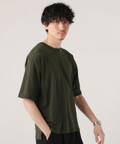 THE CASUAL(カジュアル)の「接触冷感天竺オーバーサイズカットソー(Tシャツ/カットソー・メンズ・ブルーグレー/ブラック/ホワイト/ベージュ系/グリーン/チャコール・L/LL/M)」の6枚目の写真