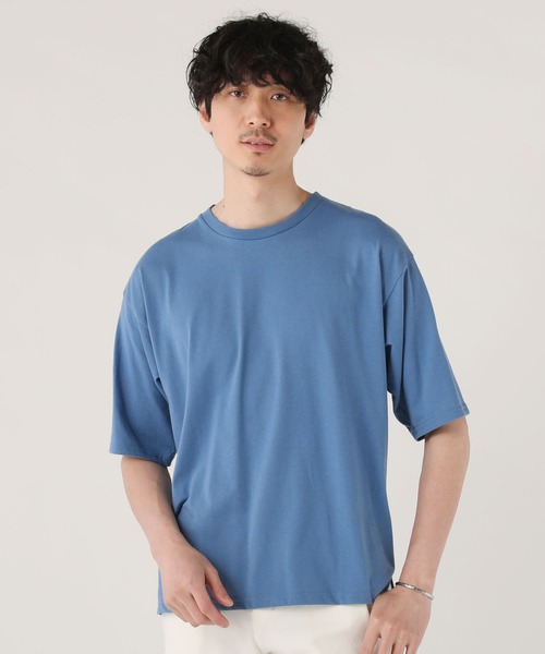 THE CASUAL(カジュアル)の「接触冷感天竺オーバーサイズカットソー(Tシャツ/カットソー・メンズ・ブルーグレー/ブラック/ホワイト/ベージュ系/グリーン/チャコール・L/LL/M)」の3枚目の写真
