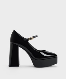 CHARLES & KEITH（チャールズ & キース）の「パテント プラットフォームアンクルストラップパンプス（パンプス・レディース）」