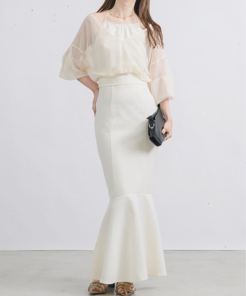 NEUNA（ヌナ）の「【挑戦しやすいアメスリワンピース！】3WAYアメスリキャミリボンシアートップスワンピース（ワンピース・レディース・アイボリー/ブラック・FREE/SMALL）」の6枚目の写真