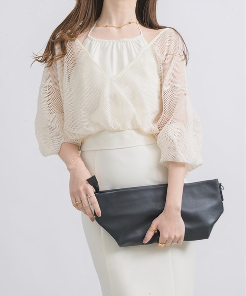 NEUNA（ヌナ）の「【挑戦しやすいアメスリワンピース！】3WAYアメスリキャミリボンシアートップスワンピース（ワンピース・レディース・アイボリー/ブラック・FREE/SMALL）」の3枚目の写真