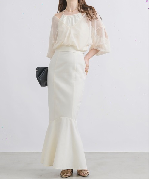 NEUNA（ヌナ）の「【挑戦しやすいアメスリワンピース！】3WAYアメスリキャミリボンシアートップスワンピース（ワンピース・レディース・アイボリー/ブラック・FREE/SMALL）」の7枚目の写真