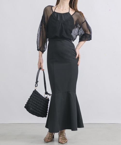 NEUNA（ヌナ）の「【挑戦しやすいアメスリワンピース！】3WAYアメスリキャミリボンシアートップスワンピース（ワンピース・レディース・アイボリー/ブラック・FREE/SMALL）」の22枚目の写真