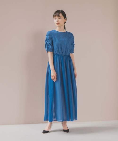 kaene（カエン）の「ジャガードギャザードレス（ドレス・レディース・ブルー/ブラック・34/36/38）」の20枚目の写真