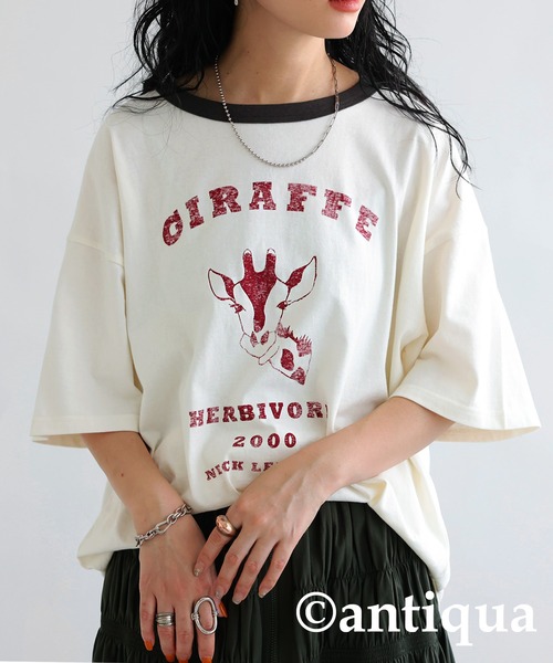 antiqua（アンティカ）の「アニマルカレッジTシャツ（Tシャツ/カットソー・レディース・その他1/その他2/その他3/その他4/その他5・FREE）」の2枚目の写真