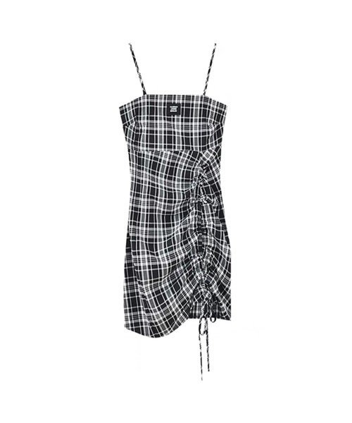Chick(チック)の「Check Gather Dress / チェックギャザーキャミワンピース(ワンピース・レディース・ブラック・M/S)」の11枚目の写真
