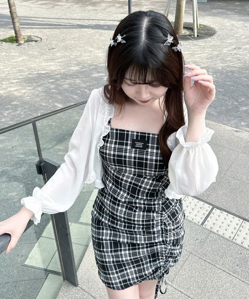 Chick(チック)の「Check Gather Dress / チェックギャザーキャミワンピース(ワンピース・レディース・ブラック・M/S)」の14枚目の写真
