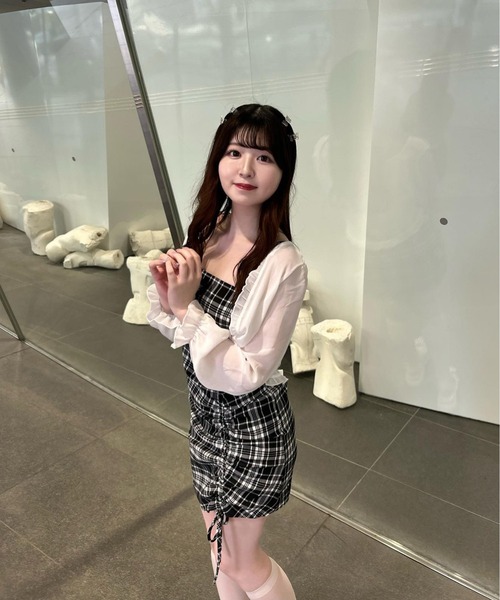 Chick(チック)の「Check Gather Dress / チェックギャザーキャミワンピース(ワンピース・レディース・ブラック・M/S)」の15枚目の写真