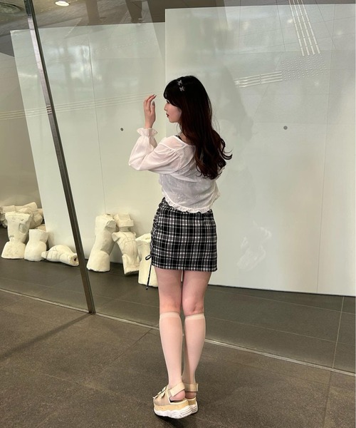 Chick(チック)の「Check Gather Dress / チェックギャザーキャミワンピース(ワンピース・レディース・ブラック・M/S)」の16枚目の写真
