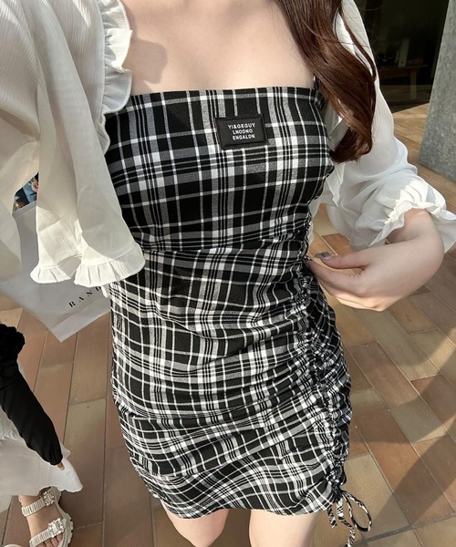 Chick(チック)の「Check Gather Dress / チェックギャザーキャミワンピース(ワンピース・レディース・ブラック・M/S)」の20枚目の写真