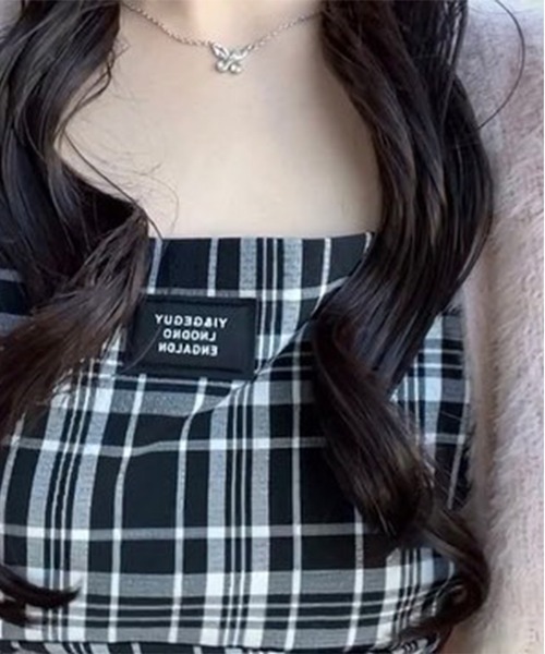 Chick(チック)の「Check Gather Dress / チェックギャザーキャミワンピース(ワンピース・レディース・ブラック・M/S)」の21枚目の写真
