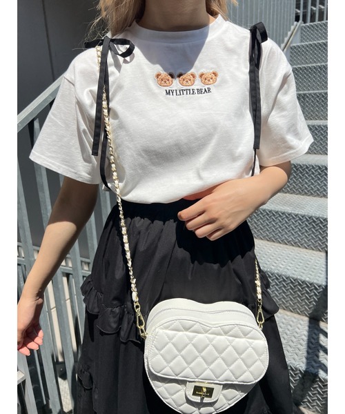 PHILLY(フィリー)の「クマ刺繍Tシャツ(Tシャツ/カットソー・レディース・ブラック/オフホワイト・FREE)」の1枚目の写真