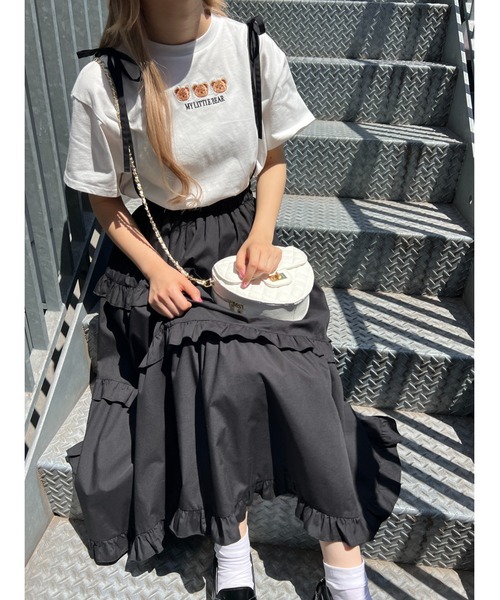 PHILLY(フィリー)の「クマ刺繍Tシャツ(Tシャツ/カットソー・レディース・ブラック/オフホワイト・FREE)」の6枚目の写真