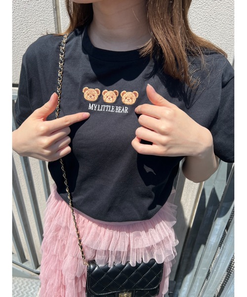 PHILLY(フィリー)の「クマ刺繍Tシャツ(Tシャツ/カットソー・レディース・ブラック/オフホワイト・FREE)」の9枚目の写真