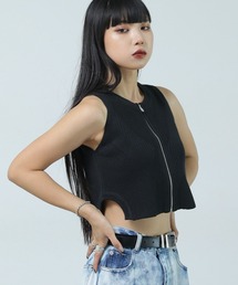 PAGEBOY | フルZIPMIXリブノースリーブ(タンクトップ)