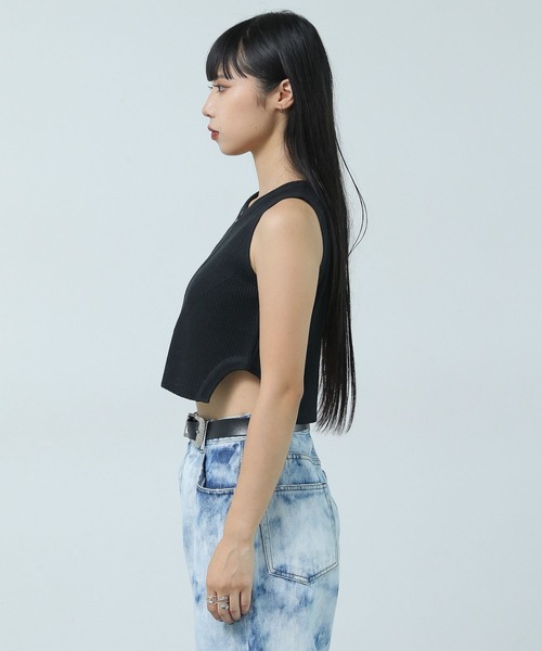 PAGEBOY（ページボーイ）の「フルZIPMIXリブノースリーブ（タンクトップ・レディース・オフホワイト/ブルー/ブラック・FREE）」の15枚目の写真