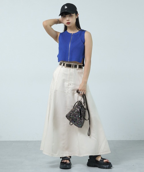 PAGEBOY（ページボーイ）の「フルZIPMIXリブノースリーブ（タンクトップ・レディース・オフホワイト/ブルー/ブラック・FREE）」の12枚目の写真