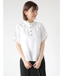 半袖バンドカラーシャツ