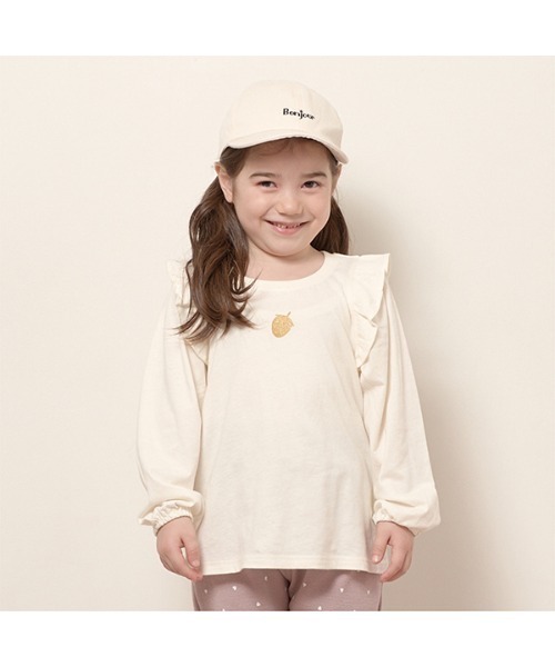 Lycee mine(リセマイン)の「【型崩れしないやわらかコットン】ラメプリントデザイントップス(Tシャツ/カットソー・キッズ・ラベンダー/アイボリー/グレイッシュベージュ/ブルーグレー/ネイビー・100cm/110cm/150cm/130cm/140cm/120cm)」の21枚目の写真