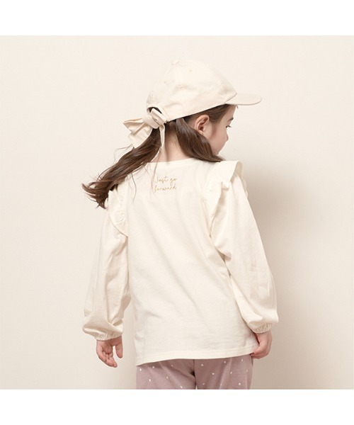 Lycee mine(リセマイン)の「【型崩れしないやわらかコットン】ラメプリントデザイントップス(Tシャツ/カットソー・キッズ・ラベンダー/アイボリー/グレイッシュベージュ/ブルーグレー/ネイビー・100cm/110cm/150cm/130cm/140cm/120cm)」の7枚目の写真