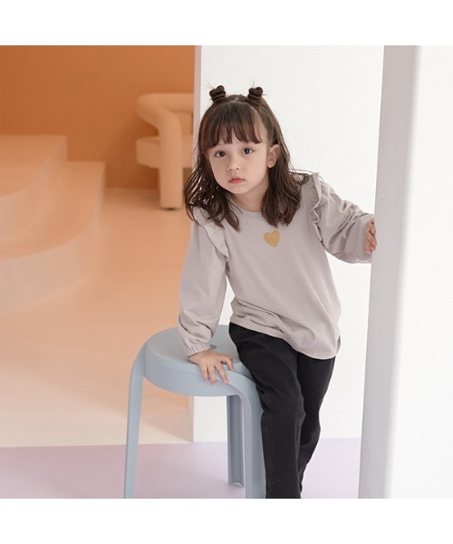 Lycee mine(リセマイン)の「【型崩れしないやわらかコットン】ラメプリントデザイントップス(Tシャツ/カットソー・キッズ・ラベンダー/アイボリー/グレイッシュベージュ/ブルーグレー/ネイビー・100cm/110cm/150cm/130cm/140cm/120cm)」の18枚目の写真