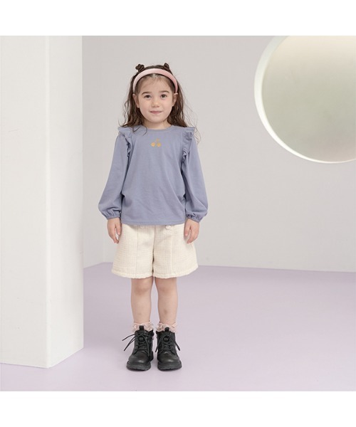 Lycee mine(リセマイン)の「【型崩れしないやわらかコットン】ラメプリントデザイントップス(Tシャツ/カットソー・キッズ・ラベンダー/アイボリー/グレイッシュベージュ/ブルーグレー/ネイビー・100cm/110cm/150cm/130cm/140cm/120cm)」の9枚目の写真