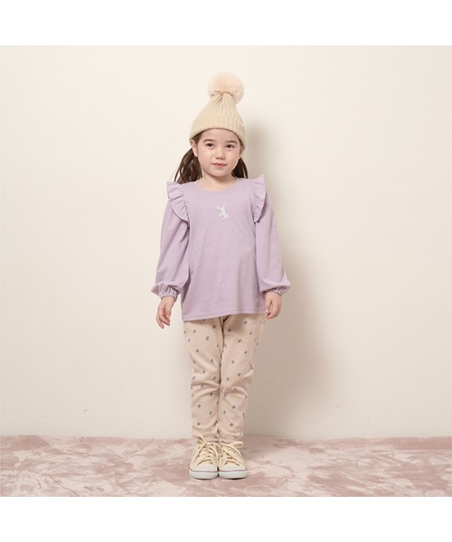 Lycee mine(リセマイン)の「【型崩れしないやわらかコットン】ラメプリントデザイントップス(Tシャツ/カットソー・キッズ・ラベンダー/アイボリー/グレイッシュベージュ/ブルーグレー/ネイビー・100cm/110cm/150cm/130cm/140cm/120cm)」の16枚目の写真