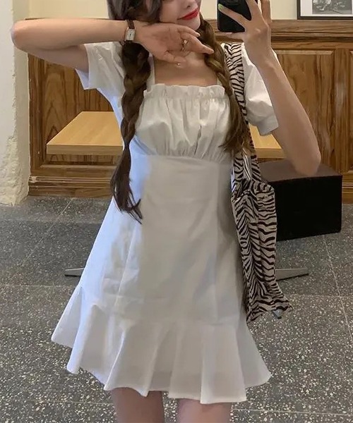 LOPASS（ロパス）の「半袖フリルミニワンピース（ワンピース・レディース・ピンク/ブラック/ホワイト・S/M/L）」の13枚目の写真