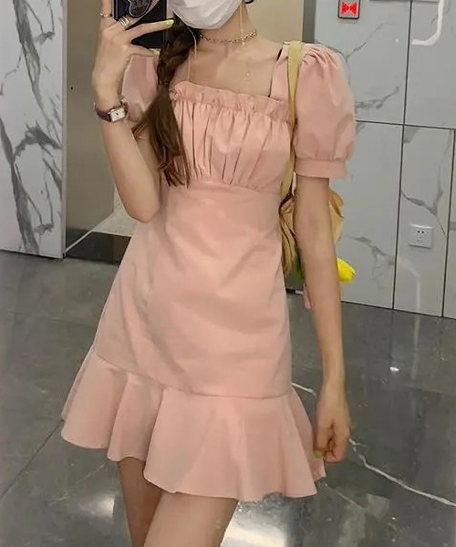 LOPASS（ロパス）の「半袖フリルミニワンピース（ワンピース・レディース・ピンク/ブラック/ホワイト・S/M/L）」の11枚目の写真