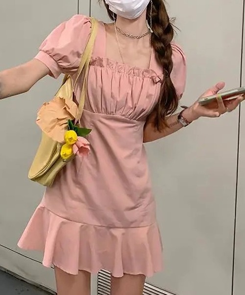 LOPASS（ロパス）の「半袖フリルミニワンピース（ワンピース・レディース・ピンク/ブラック/ホワイト・S/M/L）」の19枚目の写真