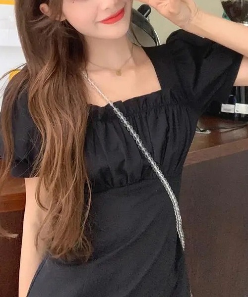 LOPASS（ロパス）の「半袖フリルミニワンピース（ワンピース・レディース・ピンク/ブラック/ホワイト・S/M/L）」の14枚目の写真