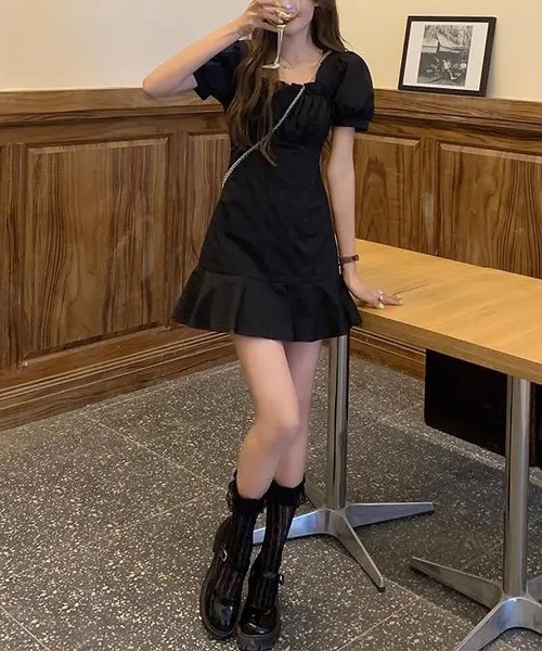 LOPASS（ロパス）の「半袖フリルミニワンピース（ワンピース・レディース・ピンク/ブラック/ホワイト・S/M/L）」の18枚目の写真