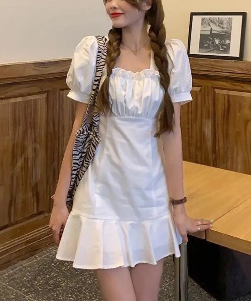 LOPASS（ロパス）の「半袖フリルミニワンピース（ワンピース・レディース・ピンク/ブラック/ホワイト・S/M/L）」の16枚目の写真