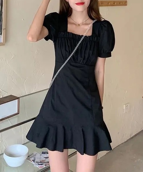 LOPASS（ロパス）の「半袖フリルミニワンピース（ワンピース・レディース・ピンク/ブラック/ホワイト・S/M/L）」の15枚目の写真