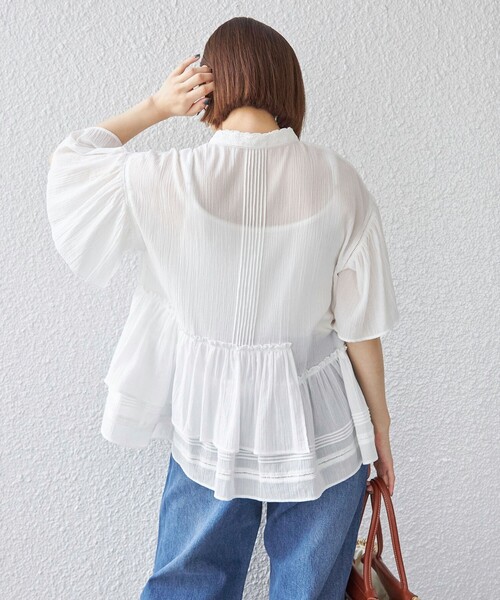 SHIPS(シップス)の「〈手洗い可能〉 綿 楊柳 レース ブラウス(シャツ/ブラウス・レディース・ブラック/ホワイト/レッド・ONE SIZE)」の17枚目の写真