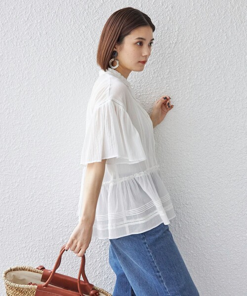 SHIPS(シップス)の「〈手洗い可能〉 綿 楊柳 レース ブラウス(シャツ/ブラウス・レディース・ブラック/ホワイト/レッド・ONE SIZE)」の18枚目の写真