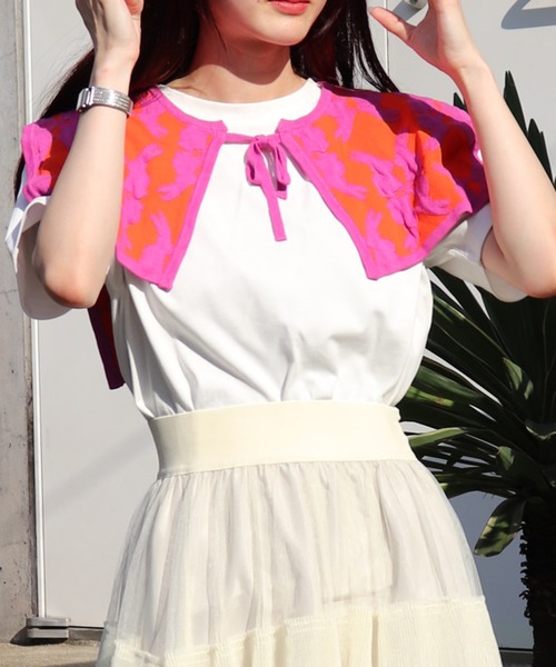 moyan ecri（モヤン エクリ）の「<moyan ecri>オリジナル編み付け襟lucky charm motif knit Attache collar（付け襟・レディース・オレンジ/ブルー/グリーン/ライトグリーン・FREE）」の12枚目の写真