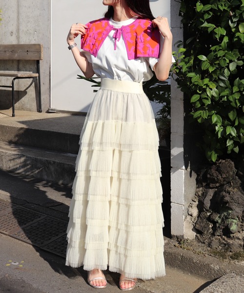 moyan ecri（モヤン エクリ）の「<moyan ecri>オリジナル編み付け襟lucky charm motif knit Attache collar（付け襟・レディース・オレンジ/ブルー/グリーン/ライトグリーン・FREE）」の6枚目の写真