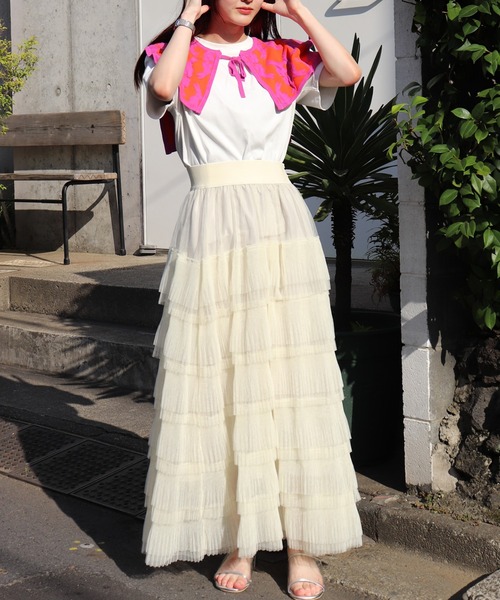 moyan ecri（モヤン エクリ）の「<moyan ecri>オリジナル編み付け襟lucky charm motif knit Attache collar（付け襟・レディース・オレンジ/ブルー/グリーン/ライトグリーン・FREE）」の5枚目の写真