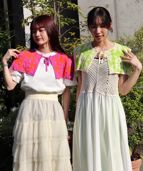 moyan ecri（モヤン エクリ）の「<moyan ecri>オリジナル編み付け襟lucky charm motif knit Attache collar（付け襟・レディース・オレンジ/ブルー/グリーン/ライトグリーン・FREE）」の11枚目の写真