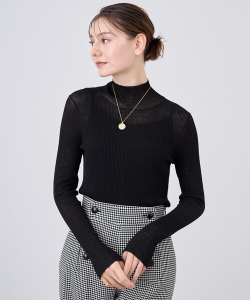 セール】シアーウールシルクリブハイネック プルオーバー（ニット